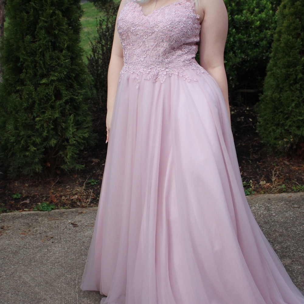 Prom Girl Pink Sparkle Prom Dress Size US 14